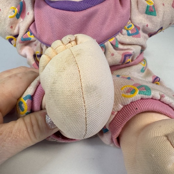 Vtg Cabbage Patch Kids Doll Pig Tails Blonde Yarn Hair Brown Eyes 1980s Pjs - Picture 3 of 13